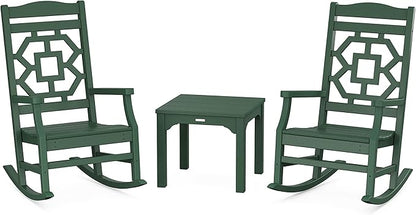 Martha Stewart by POLYWOOD® Chinoiserie 3-Piece Rocking Chair Set in Green