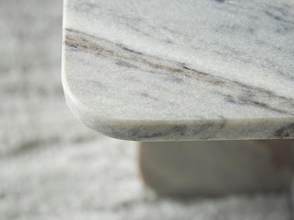 Signature Design by Ashley Baretton Contemporary Marble Accent Coffee Table with Cross Pedestal Base, Black & White