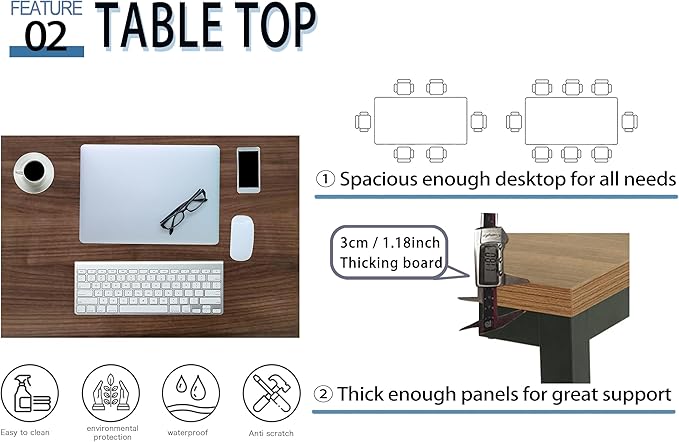 Large Table 35x70 Inches Computer Desk/Dining Table, Office Desk Sturdy Writing Workstation for Home Office Modern Simple Sturdy Laptop Study Table- Walnut