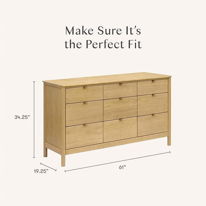 Babyletto Bondi 9-Drawer Baby Dresser for Nursery - GREENGUARD Gold Certified - Wooden Chest of Drawers for Kids, Boys & Girls - Assembled Sustainable Wood Kids Dresser for Bedroom - Honey