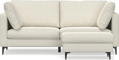 SIMPLIHOME Ava Sofa and Ottoman in 100% Recycled Polyester Performance Fabric, Cream, 76-inch-Wide 2-Seater Loveseat and Matching 36-inch-Wide Table Ottoman for Living Room, 2-Piece Set
