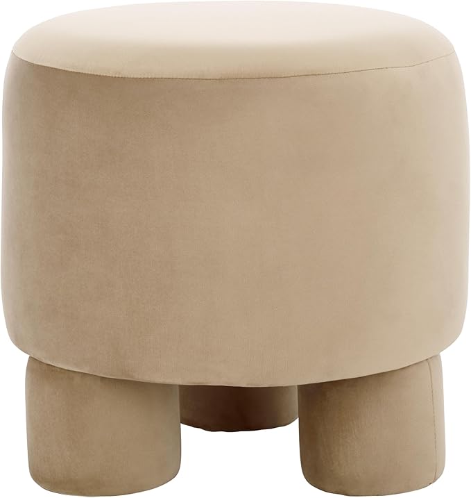 SAFAVIEH Home Collection Naref Tan Brown Velvet Round Ottoman