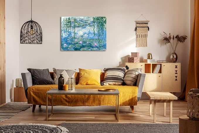 Wieco Art Water Lilies by Claude Monet Paintings Reproduction Canvas Prints Giclee Artwork for Wall DecorModern Canvas Wall Art for Home and office Decoration