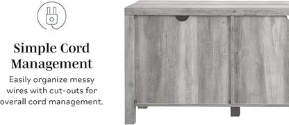 Walker Edison Georgetown Modern Farmhouse Double Barn Door TV Stand for TVs up to 80 Inches, 70 Inch, Stone Grey