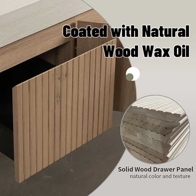 48 Inch Floating Bathroom Vanity with Sink, Wall-Mounted Bathroom Vanity with Drawer and 2 Doors, Roma Travertine-Pattern Countertop and Ceramic Basin, Pre-Assembled, White Oak