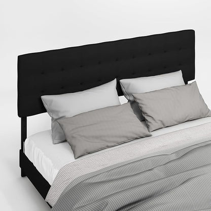 Furinno Roanne Headboard King Size, Tufted Upholstered Wooden Headboard, Bed Frame Mount Head Board, Easy Assembly, for Bedroom, Dorm, Plain Black