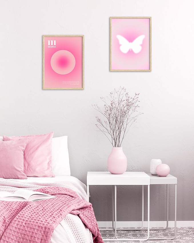HesenDot Pink Motivational Canvas Wall Art,Unframed Daily Affirmations Prints, 12x16in Aesthetic Butterfly Poster,Unique Wall Decor for Women Girls Bedroom Study Dorm Office Home,3 Pack