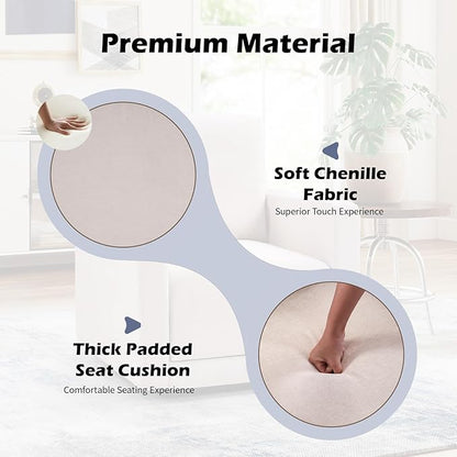 INZOY Swivel Accent Chair, Comfy 360° Swivel Chair with Hidden Storage, Upholstered Chenille Square Chair for Living Room Bedroom Small Spaces, Fully Assembled, Beige