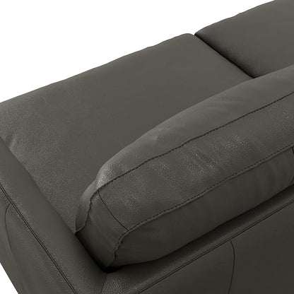 SIMPLIHOME Livingston 76-inch Wide Sofa in Coal Top Grain Genuine Leather, Handcrafted Mid-Century Modern Loveseat for Living Room, Compact 2-Seater with Feather-Wrapped Cushions and Solid Wood Frame