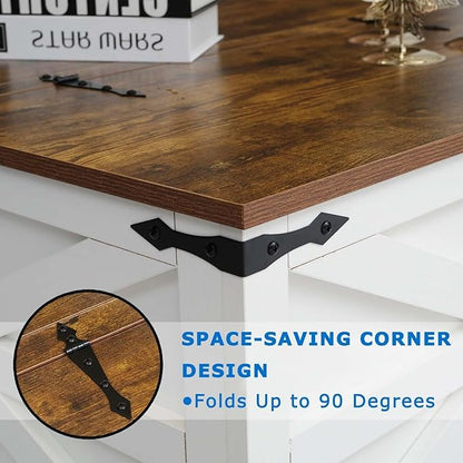 Farmhouse Coffee Table Set of 3, Lift Top Coffee Table with Sliding Barn Doors and Nightstands Set of 2 with Charging Station, Living Room Table Set for Home Office, White