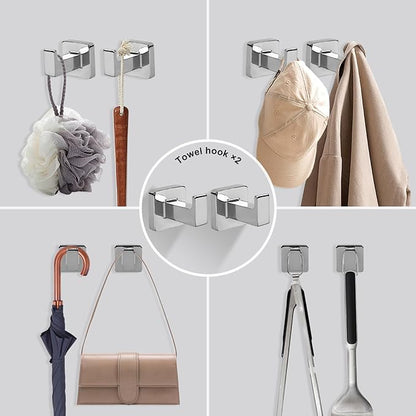 5 Pieces Polished Chrome Bathroom Hardware Accessories Set,Stainless Steel 23.6" Hand Towel Bar Set, Toilet Paper Holder, Towel Ring ，Towel Rack Set Silver