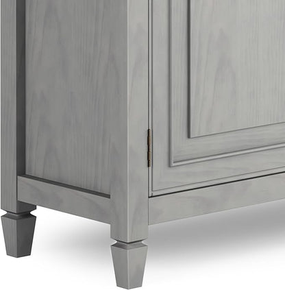 SIMPLIHOME Connaught 40-inch Wide Solid Wood Storage Cabinet in Fog Grey for Entryway, Living Room, Organizer for Hats, Gloves, Shoes, Keys, Slim Design, Traditional Style