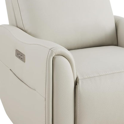 Watson & Whitely Power Recliner Chairs for Adults, Swivel Rocker Recliner Chair with Charging Ports for Living Room, Faux Leather RC011 (Cream)