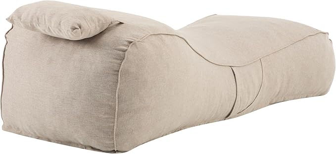 Christopher Knight Home Morton Bean Bag Chair, Fabric Lounger for Adults and Kids, Comfy Reading Chair, Lounge Sofa with Headrest, Indoor/Outdoor Spaces Memory Foam Bean Bag, Dark Beige