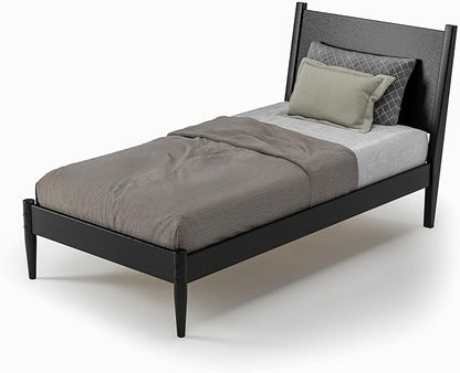 Camaflexi Mid-Century Panel Bed - Twin Size - Black Finish