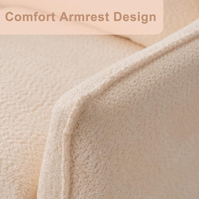 Oversized Armchair, Modern Accent Chair Upholstered in Soft Cloud Fabric with Plush Cushions – Comfy Lounge Chair for Reading Nook, Living Room, and Bedroom (Beige, Set of 1)