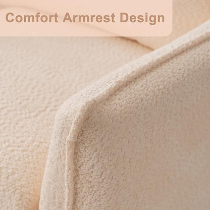 Oversized Armchair, Modern Accent Chair Upholstered in Soft Cloud Fabric with Plush Cushions – Comfy Lounge Chair for Reading Nook, Living Room, and Bedroom (Beige, Set of 2)