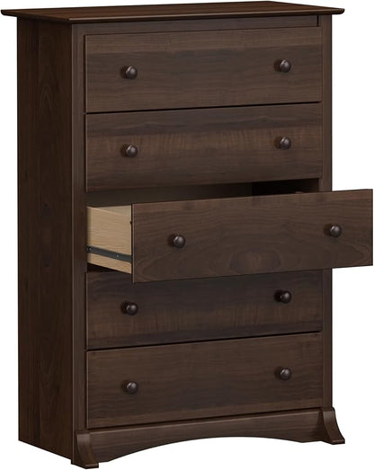 Prepac Sonoma Superior 5-Drawer Dresser for Bedroom - Spacious and Stylish Chest of Drawers, Measuring 17.75"D x 31.5"W x 44.75"H, In Espresso Finish