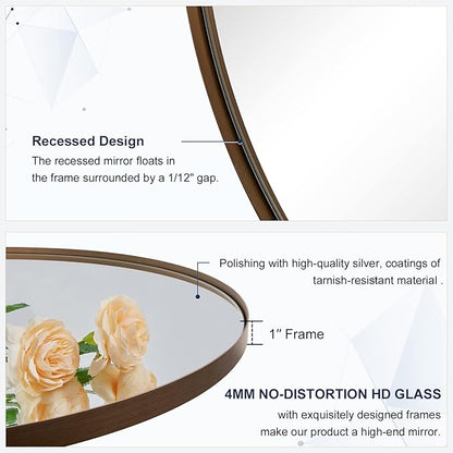 Andy Star Bronze Bathroom Mirror, 24x36 Brushed Bronze Oval Mirror, Oval Wall Mirror, Oval Vanity Mirror Metal Frame Deep 1’’ Hang Vertical or Horizontal