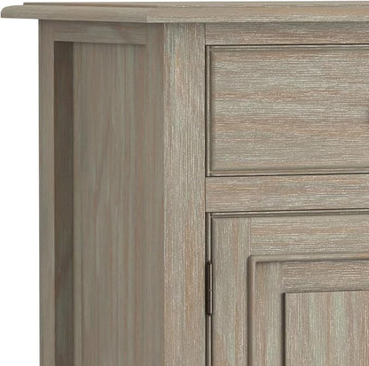 SIMPLIHOME Connaught 40-inch Wide Solid Wood Storage Cabinet in Distressed Grey for Entryway, Living Room, Organizer for Hats, Gloves, Shoes, Keys, Slim Design, Traditional Style