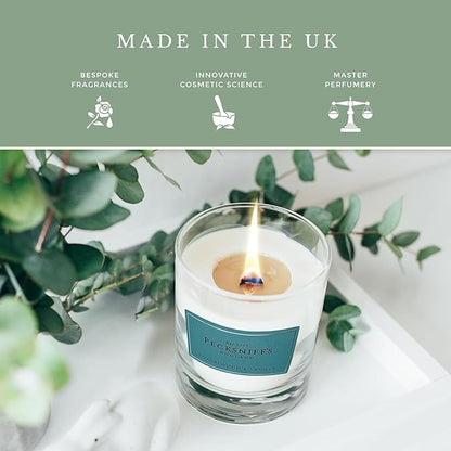 Pecksniff's White Scented Candle 1 Wick - Sandalwood & Vanilla Candles for Home - 184g/6.49oz