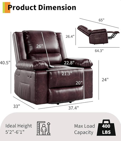 GarveeHome Electric Lift Recliner Chair - Heat and Massage, PU Leather Power Lift Recliner for Elderly & Mobility Impaired, Adjustable Back and Legs, Heavy Duty Lift Chair for Seniors