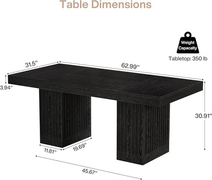 Tribesigns 63 Inch Executive Desk, Modern Office Computer Desk with Heavy Duty Double Pedestal, Large Study Writing Table Business Furniture for Home Office, Black