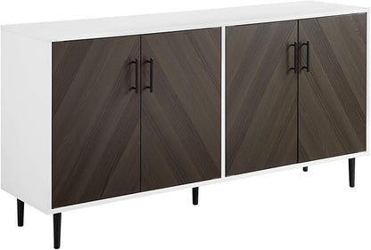 Walker Edison Fehr Modern 4 Door Bookmatch Buffet, 58 Inch, Ash Brown