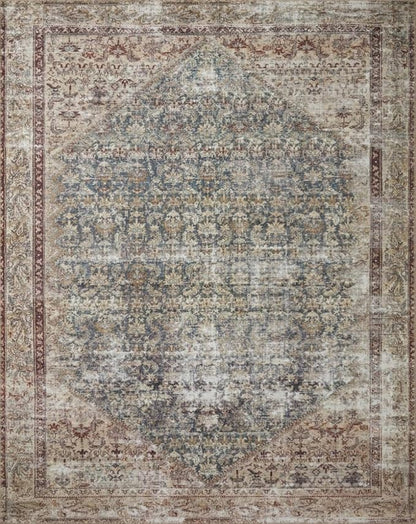 Loloi Amber Lewis Georgie Collection GER-04 Teal/Antique 5'-0" x 7'-6", .19" Pile Height, Area Rug