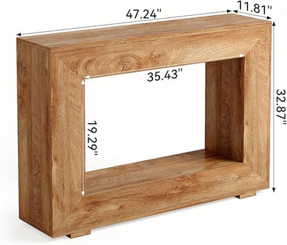 LITTLE TREE 47 Inches Console Table, Sofa Table with Storage, Modern Entryway Table for Hallway, Narrow Long Sofa Entryway Table for Living Room, Beige