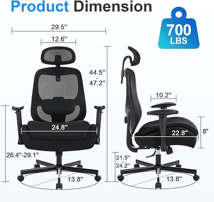 Ergonomic Home Office Desk Chair,Breathable Mesh Chair with Expanded High Back Lumbar Support,Adjustable Height,Armrests and Headrest