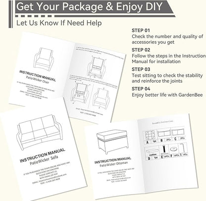 7 Pieces Outdoor Patio Conversation Set, Wicker Furniture Set Includes 3-Seat Sofa, Patio Rattan Dining Chair Set of 4, 2 Ottomans, for Porch, Yard, Mixed Brown Rattan, Beige