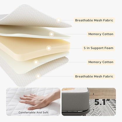 Greenvelly Folding Bed with Mattress,75" x 31" Foldable Beds for Adults, Roll Away-Bed with Mattress and Metal Frame for Home Office,Guest,Living Room
