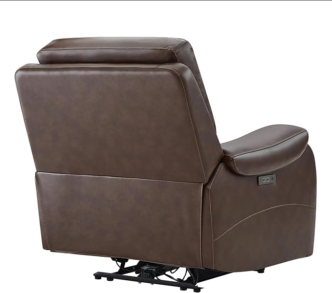 CHITA Large Power Zero Gravity Recliner Chair, Genuine Leather Recliner Chair for Adults with Adjustable Power Headrest and Hidden Slide-Out Cupholders, USB and Type-C Ports, Dark Brown