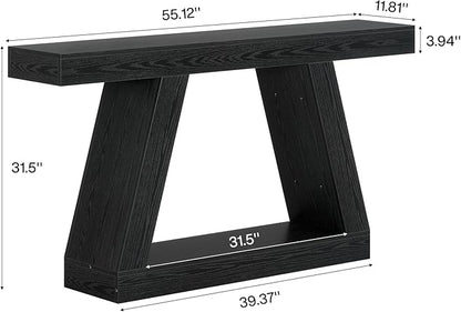 Tribesigns Farmhouse Console Table, 55-Inch Rustic Sofa Table with Storage, Industrial Wooden Entryway Table for Hallway, Living Room, Black