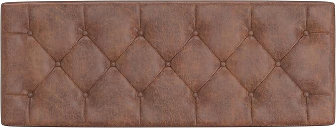 SIMPLIHOME Hamilton 48 inch Wide Transitional Rectangle Storage Ottoman in Distressed Umber Brown Vegan Faux Leather, Assembled, For the Living Room, Entryway and Family Room