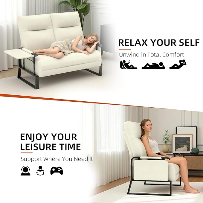 Modular Cloud Sectional Couches for Living Room, Faux Leather Loveseat & Accent Chairs Set of 2, Upholstered Sectional Sofa Set for Office, Beige