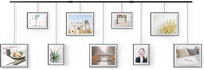 Umbra Exhibit Wall Frame with Metal Rod for Hanging-Rimless Design-Suitable for Living Room, Bathroom, Bedroom, Entryway and More, Black