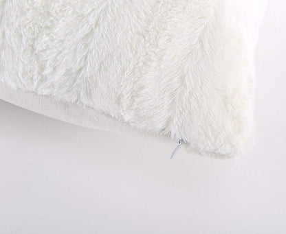 Cheer Collection Faux Fur Throw Pillows - Decorative Pillows for Couch, Bed Throw Pillows, Chocolate Accent Pillows for Bedroom or Living Room Aesthetic, Set of 2 Furry Throw Pillows, 18”x18”