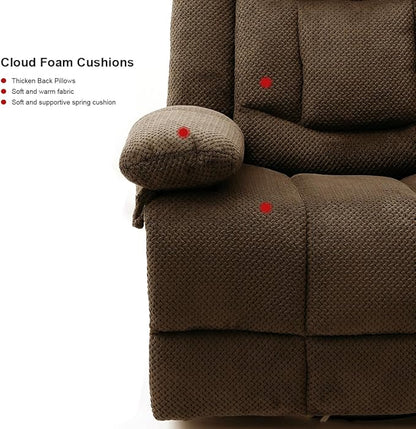 Recliner Chair Oversized 360° Swivel Rocker Recliners with Massage and Heating Theater Chairs Lounge Sofa Adults Lazy Sofas Single Couch for Living Room Overstuffed Armrests XL (Brown)