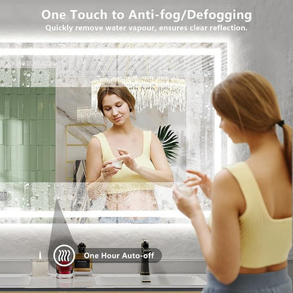88x38 Inch LED Bathroom Mirror with Lights Front and Backlit Lighted Vanity Mirror for Bathroom Wall with 3 Colors Dimmable Anti-Fog Memory Shatter-Proof IP54 Waterproof Horizontal/Vertical