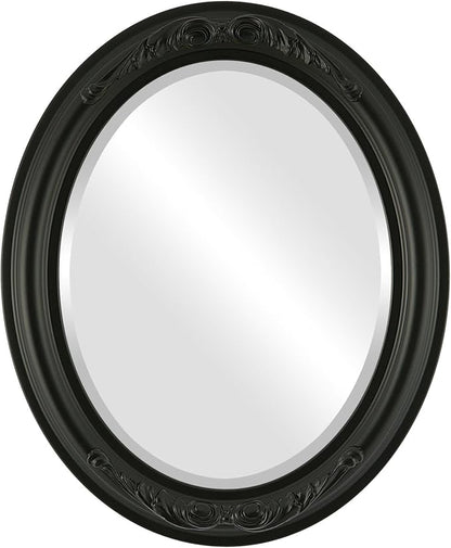 OVALCREST Oval Beveled Wall Mirror for Home Decor - Florence Style - Matte Black - 24" x 20"