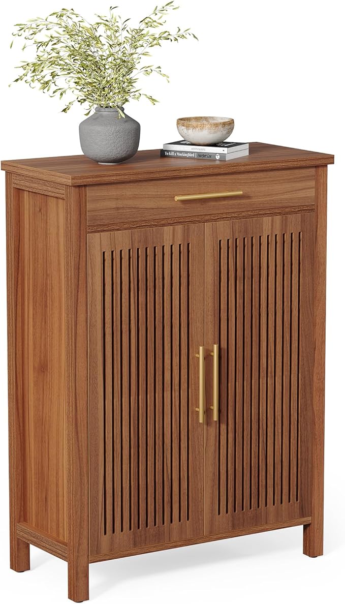 LITTLE TREE Narrow Storage Shoe Rack, 6-Tier Wooden Shoe Cabinet with Drawer, Freestanding Slim Shoe Cabinet Shoe Organizer for Entryway, Hallway, Closet, Bedroom, Living Room, Brown