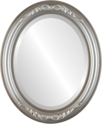 OVALCREST Oval Beveled Wall Mirror for Home Decor - Florence Style - Silver Shade - 20" x 16"