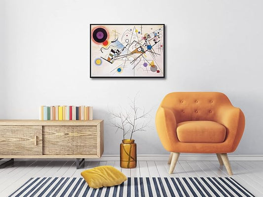 Wieco Art Framed Canvas Wall Art Wassily Kandinsky Composition VIII Picture Print of Famous Paintings Abstract Canvas Prints for Living Room Home Decor and Wall Decorations