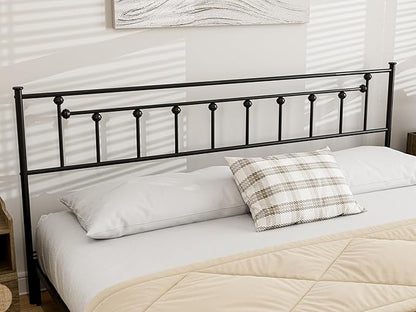 Metal King Size Headboard - Adjustable Height - Victorian Farmhouse Style, Easy Assembly, Attach Frame, Steel King Headboard Only for Bedroom - Black