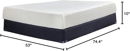 Signature Design by Ashley Full Size Chime 10 Inch Medium Firm Memory Foam Mattresswith Green Tea & Charcoal Gel for Pressure Relief, Fiberglass Free, Mattress In A Box