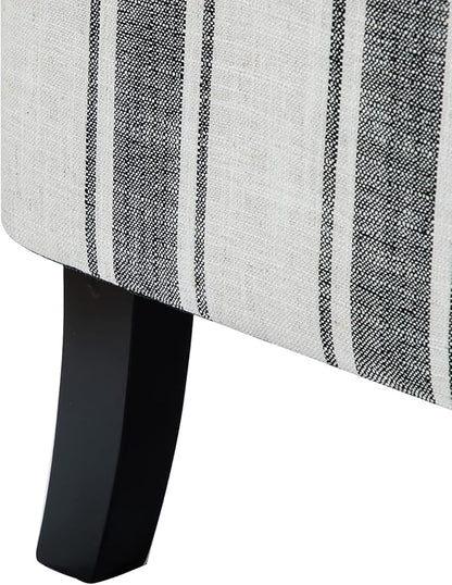 HULALA HOME Upholstered Wingback Recliner Chair, Small Adjustable Footrest Push Back Single Reclining Sofa, Mid Century Modern Lounge Armchair for Living Room, Bedroom, Reading/Stripe Black