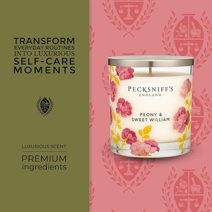 Pecksniff’s 1 Wick Candle – Peony & Sweet William, 184 g / 6.49 oz – Long Lasting Burn, Elegant Home Decor & Relaxing Ambiance