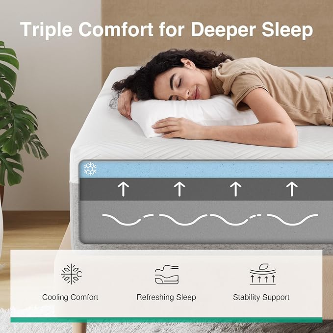 Novilla Full Mattress, 12 Inch Gel Memory Foam Full Size Mattress for Cool Night & Pressure Relief, Medium Plush Feel with Motion Isolating, Bliss